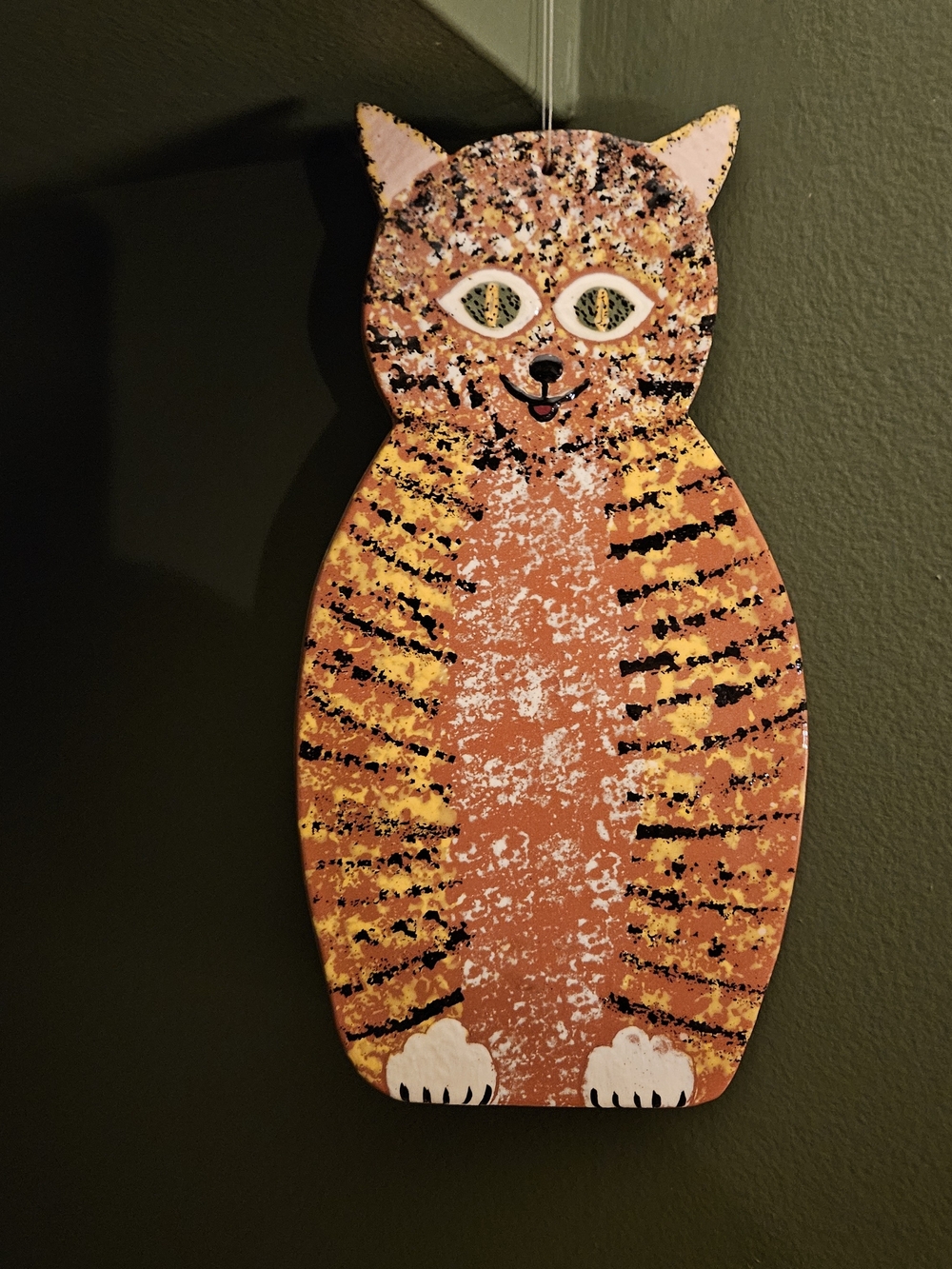 Handcrafted Orange Tabby Cat Wall Decor - Decorative Pet Art